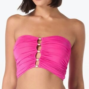 CARMEN MARC VALVO🎀 Bandeau Beaded Draped Bikini Top SIZE M